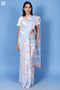 Mulmul Cotton Saree With Fall In Block Print